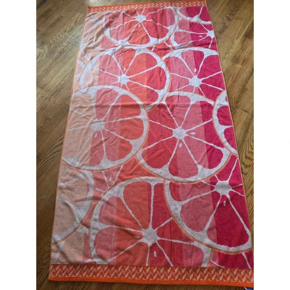 The Big One Pink Orange Grapefruit Citrus Beach Towel 100% Cotton 34x68 Y2K Boho
